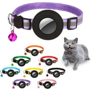Airtag Cat Collar Breakaway, Reflective Collars with Apple Air Tag GPS Holder and Bell for Kittens and Puppies (Purple)