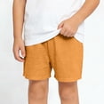 thumbnail image 2 of HAOTAGS Toddler Boys Shorts,High Waisted Casual Summer Cotton Linen Shorts Yellow 1-2, 2 of 8