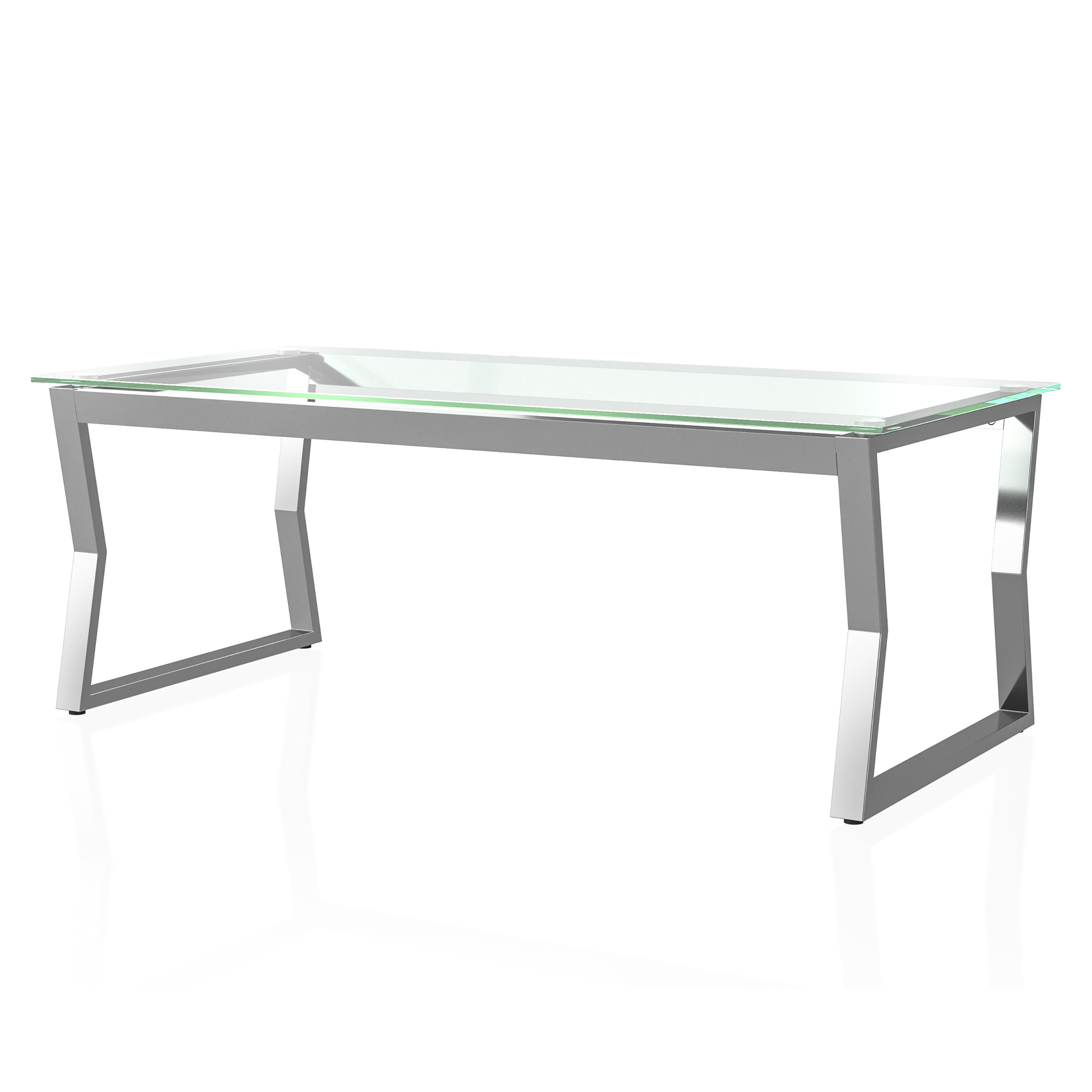Furniture of America Liak Glass Top Coffee Table, Chrome