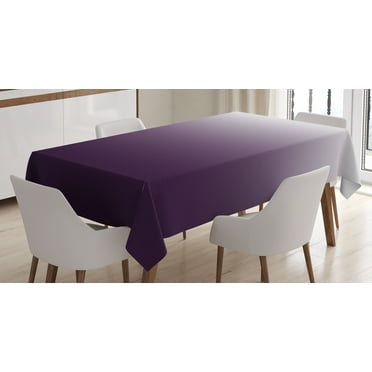 Ambesonne Aubergine Tablecloth Rectangular Table Cover, Ombre, 60"x84", Eggplant White