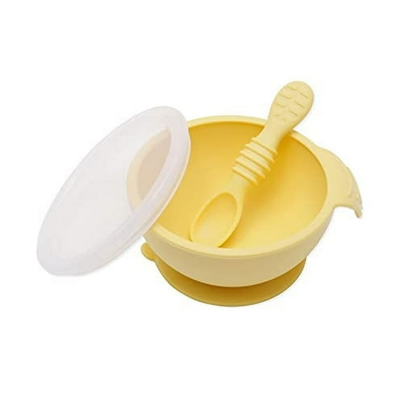 Bumkins Baby Silicone First Feeding Set w/ Bowl, Lid & Spoon for Ages 4 months  (Pineapple)
