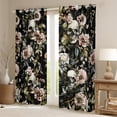 thumbnail image 2 of jejeloiu Retro Rustic Floral Black Out Curtains,Spooky Skull Skeleton Curtains Pack of 2 (42x63 Each),Pink Floral Bedroom Curtains For Adult,Super Cozy Room Decor, 2 of 6