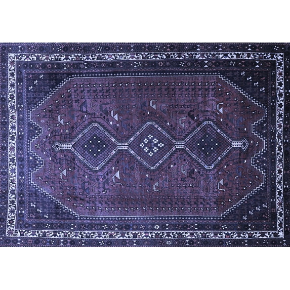 Ahgly Company Machine Washable Indoor Rectangle Persian Blue Traditional Area Rugs, 4' x 6'