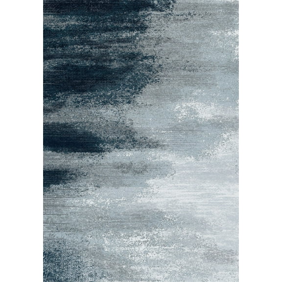 Vintage Blue Faded Comfort Print Design 5' x 7' Area Rug/ Carpet by Makymo