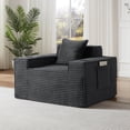 thumbnail image 2 of Leumius Single Cloud Sofa,Boneless Accent Chair with Cupholders,Upholstered Corduroy Fabric Modern Armchair with Deep Seats for Living Room Bedroom,Dark Gray, 2 of 7