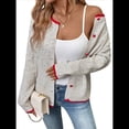 thumbnail image 2 of Cárdigan de Punto con Botones para Mujer, Suéter Informal de Cuello Redondo y Larga, Ropa de Abrigo. Gris S, 2 of 10