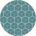 thumbnail image 1 of Ahgly Company Tapis Rond Lavable en Machine Bleu Lagon Transitionnel, 6 Pieds Rond, 1 of 7