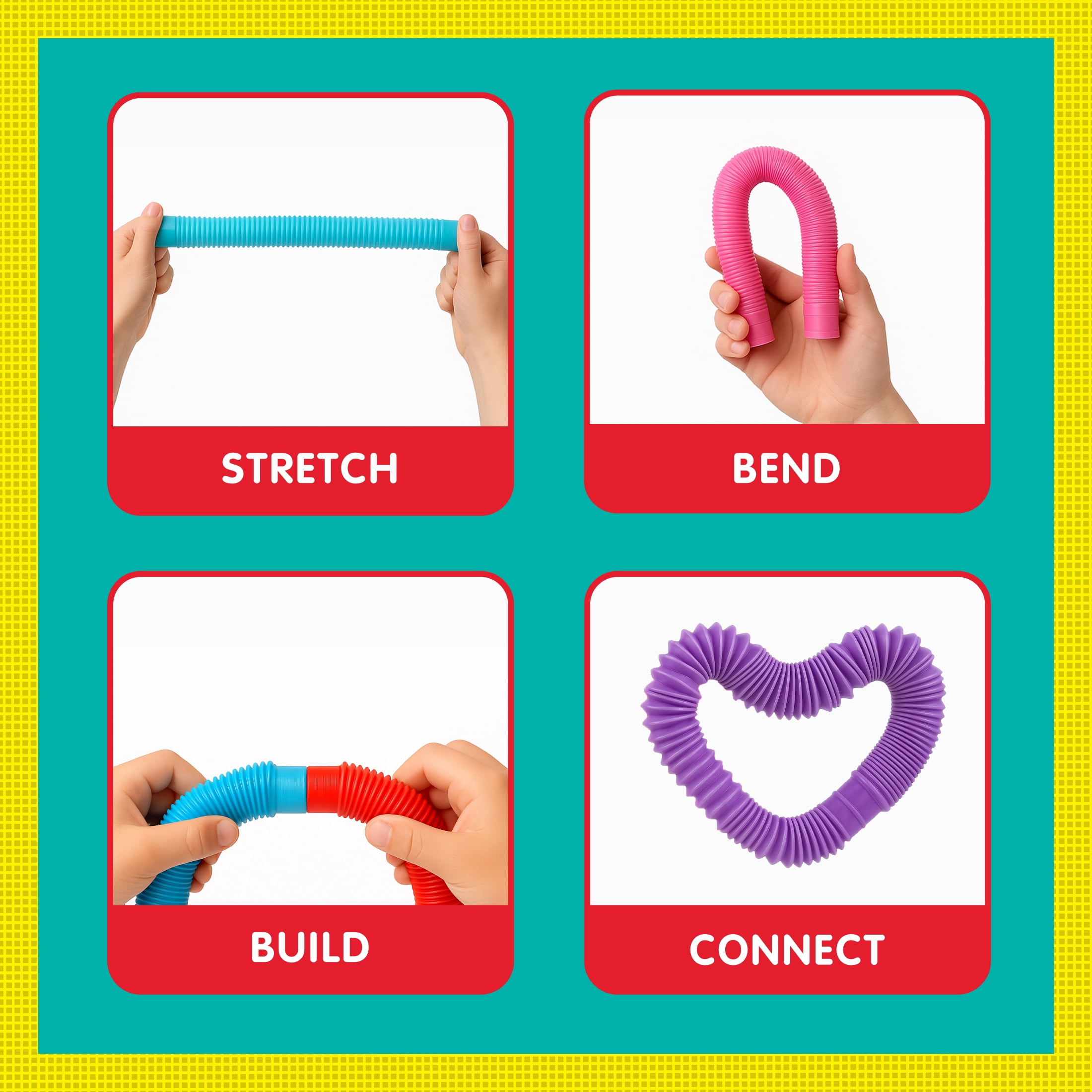 Best Brands Fidgy Pipes, Stretch Bend Build Sensory Fidget Toys for Ages 3 and up, 5 Pack