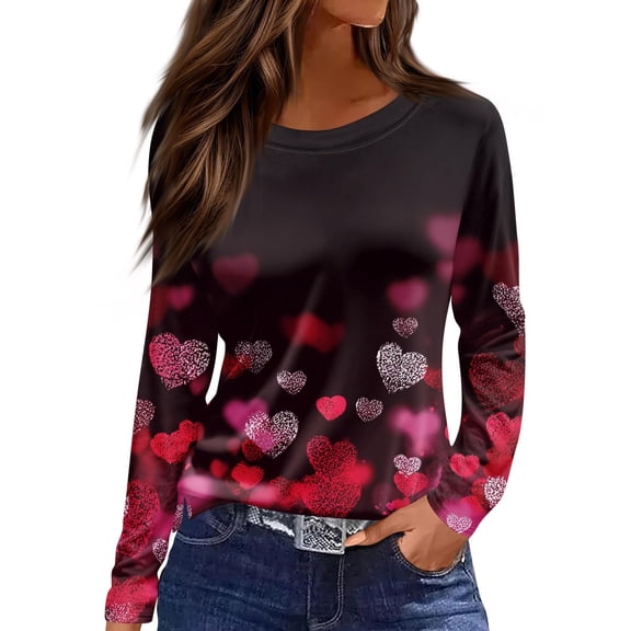 MuXiKeJi Clothes Womens 3/4 Sleeve V Neck T-Shirts Valentina's Day Spring Shirts Love Heart Graphic Tee Tops