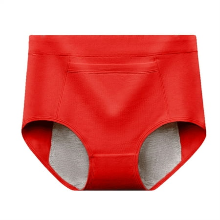 Kopltyrfg Seamless Leakproof Underwear for Women Wicking Full Coverage No Show Panties Panty Pocket Panties Red Large