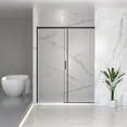 thumbnail image 2 of 56-60" wide x 74" high semi-frameless sliding shower door, 1/4" (6mm) clear SGCC tempered glass, adjustable width, no cutting required, easy design, matte black finish, 2 of 16