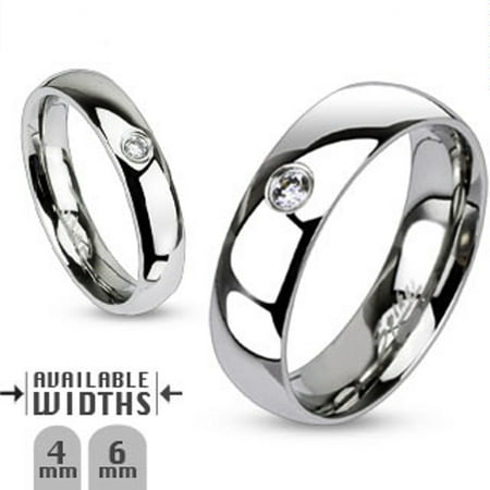 6mm Male Stainless Steel Spear - Stainless Steel 316 Cubic Zirconia Classic Wedding Band Ring 4 or 6mm Width 04 mm Size 05