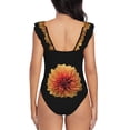 thumbnail image 6 of Yiaed Orange Dalia Print Women's Ruffled One Piece Swimsuit V Neck Swimwear Slimming Monokini for Woman-X-Large, 6 of 8