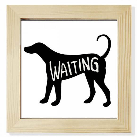 Black Animal Dog Outline Natural Square Picture Frame Wall Tabletop Display