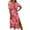 Pink, variant on Womens Dress Floral Print V Neck Spring Dress Loose Casual Short Sleeve Dress for Women Casual Printing V-Neck Short Sleeve Split Fork Botton Long Dresses