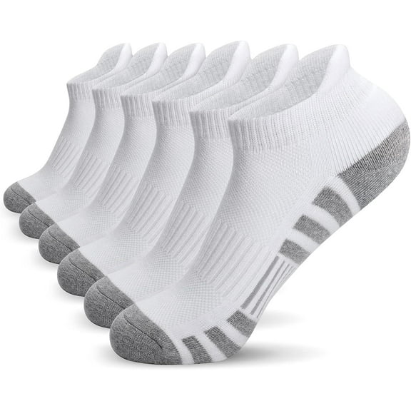 Ankle Athletic Running Socks Cushioned Breathable Low Cut Sports Tab Socks for Men and Women (6 Pairs)