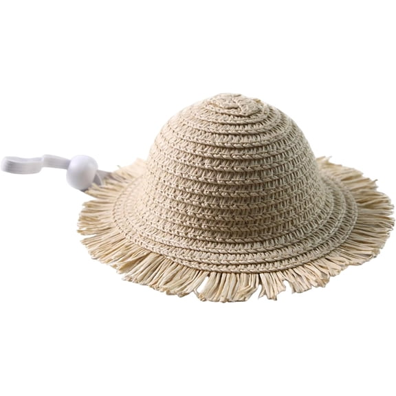 Adjustable Straw Pet Hat for Cats and Small Dogs, Breathable Woven Hat for Pets, Outdoor Walking and Play(1Pcs, B)
