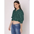 thumbnail image 4 of DressBerry Women's Printed Cotton Crop Shirt 3/4Th&nbsp;Puff Sleeves High Waist Buttoned Collared Smocked Style Casual Summer Daily Wear Top, 4 of 7