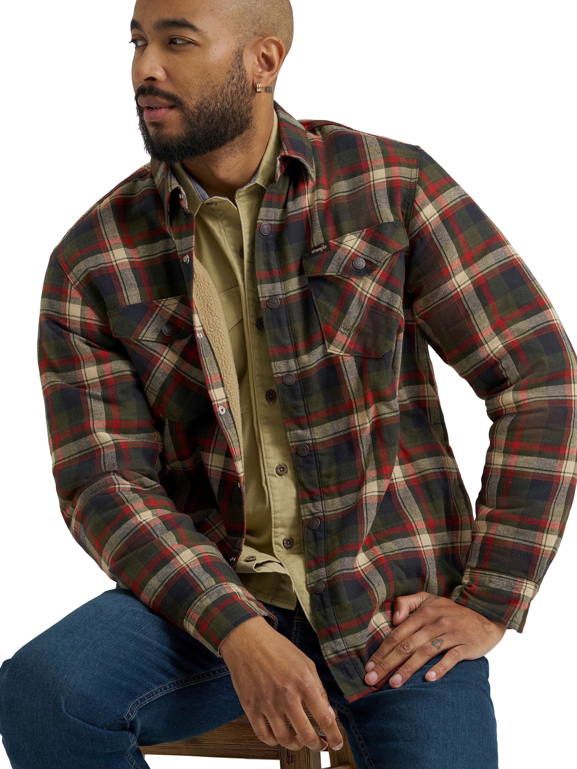 Wrangler® Men's and Big Men's Sherpa Lined Relaxed Fit Heavyweight Shirt Jacket, Sizes S-2XL