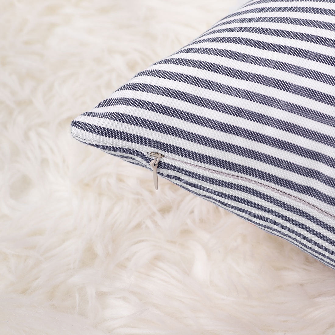 Unique Bargains Canvas Decorative Throw Pillow Cover 2-Pack Blue and White 12" x 20"