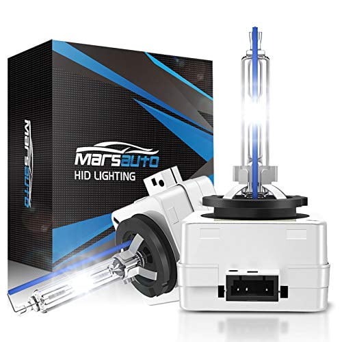Marsauto D1S Ampoules de Phare Cachées, 6000K Blanc Froid, Ampoule de Remplacement Xénon (Ampoules Non Halogènes/LED), Durée de Vie de 5 Ans, Design Étanche, jusqu'à 350 % de Luminosité, Faisceau Bas/haut, 2 Pcs