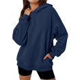 thumbnail image 3 of Womens Oversized Hoodies Comfy Sweatshirts Fall Fashion Outfits Casual Tops Fleece Clothes Navy Blue XL, 3 of 6