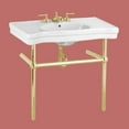 thumbnail image 3 of White Console Bathroom Sink 35.5" Wide Wall Mounted Belle Epoque Porcelain Sink with Brass Bistro Legs, Soap Dish and Widespread Faucet Holes Combo Renovators Supply , 3 of 9