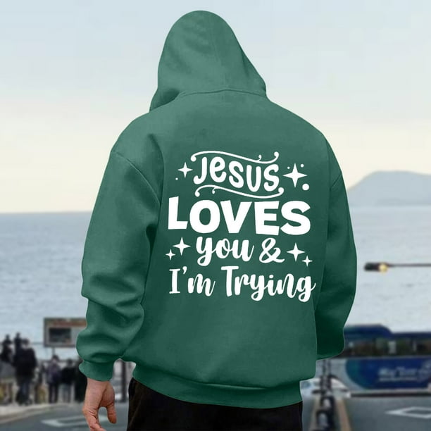 MHFRRA Sudaderas y Sudaderas para Hombre, Informales, Holgadas, con Estampados para Otoño E Invierno Verde oscuro