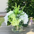 thumbnail image 4 of Enova Home Artificial Flowers Mixed Silk Cream Green Hydrangea and Greenery Fake Flowers Arrangement in Cylinder Glass Vase with Faux Water for Home Office Wedding Decoration, 4 of 6
