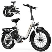 SOHAMO Adults Electric Bike, 750W Folding Ebike 48V 15ah Battery 28MPH, Full Suspension Mountain Bicycle, 20" Fat Tire Women's Bike