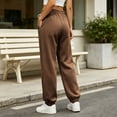 thumbnail image 6 of ZHYou No Boundarie Women's Jogger Sweatpants Elastic Drawstring Waist Seamed Panel Loose Baggy Casual Athletic Jogging Pants,Brown,Size 3XL, 6 of 6