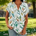 thumbnail image 2 of Fashion Shirts for Womens Summer Plus Size Casual Printed V-Neck Loose Short Sleeve Raglan Sleeve Button Top, 2 of 6