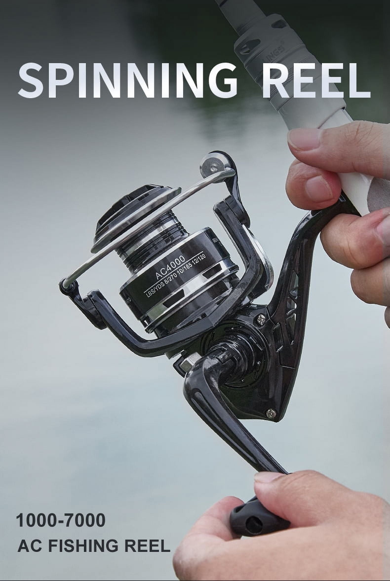 BILLINGS Spinning Fishing Reel AC1000-7000 Fishing Reel Max Drag 10KG with Metal Spool Fold Rocker Left/Rght Interchangeable