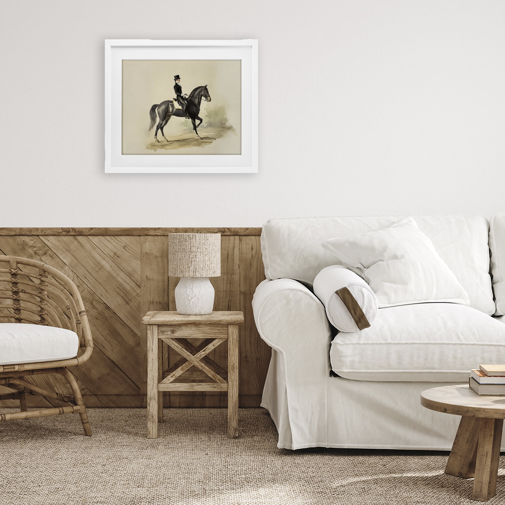 Stupell Industries Gentleman On A Horse White Framed Print Under Glass, design by Sisi and Seb