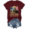 thumbnail image 7 of Duqingm 251th Anniversary Shirt Womens USA T Shirt American Flag Patriotic Shirts Womens Graphic T Shirts Round Neck Short Sleeve Tops Wine,XL, 7 of 7