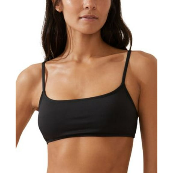 COTTON ON Womens Straight-Neck Cropped Black S