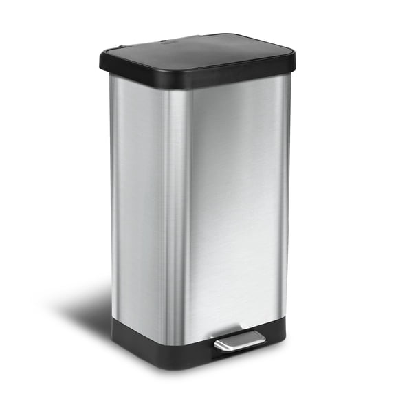Glad Step Trash Can, Soft Close Lid Garbage Bin with Odor Protection, 20 Gallon, Stainless
