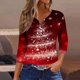 thumbnail image 1 of Puntoco Blusa informal de cuello redondo con mangas 3/4 cortas y estampado a la moda para mujer, 1 of 5
