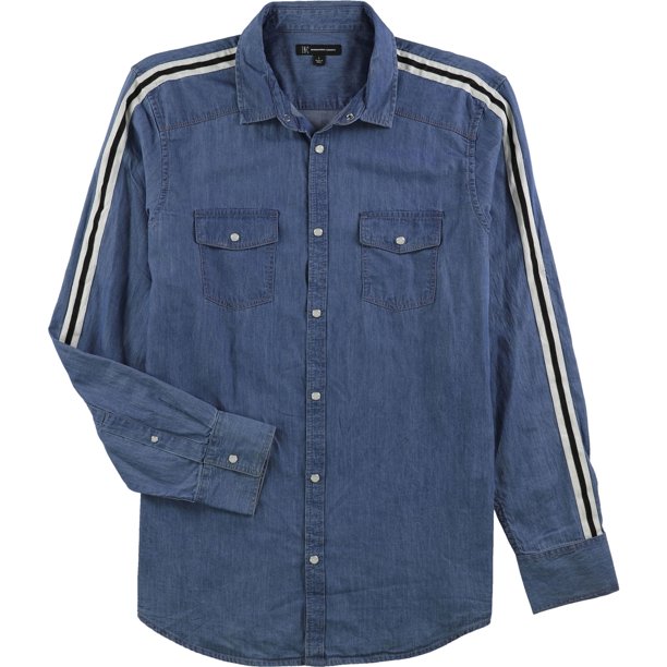 INC Mavida - Camisa con botones para hombre, color azul, pequeña