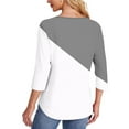 thumbnail image 3 of UAMVSH Women Shirts Casual 3/4 Sleeve Crew Neck Blouses Trendy Pleated Front Printed Dressy Tunic Tops with Curved Hem(Medium,Gray 1), 3 of 5