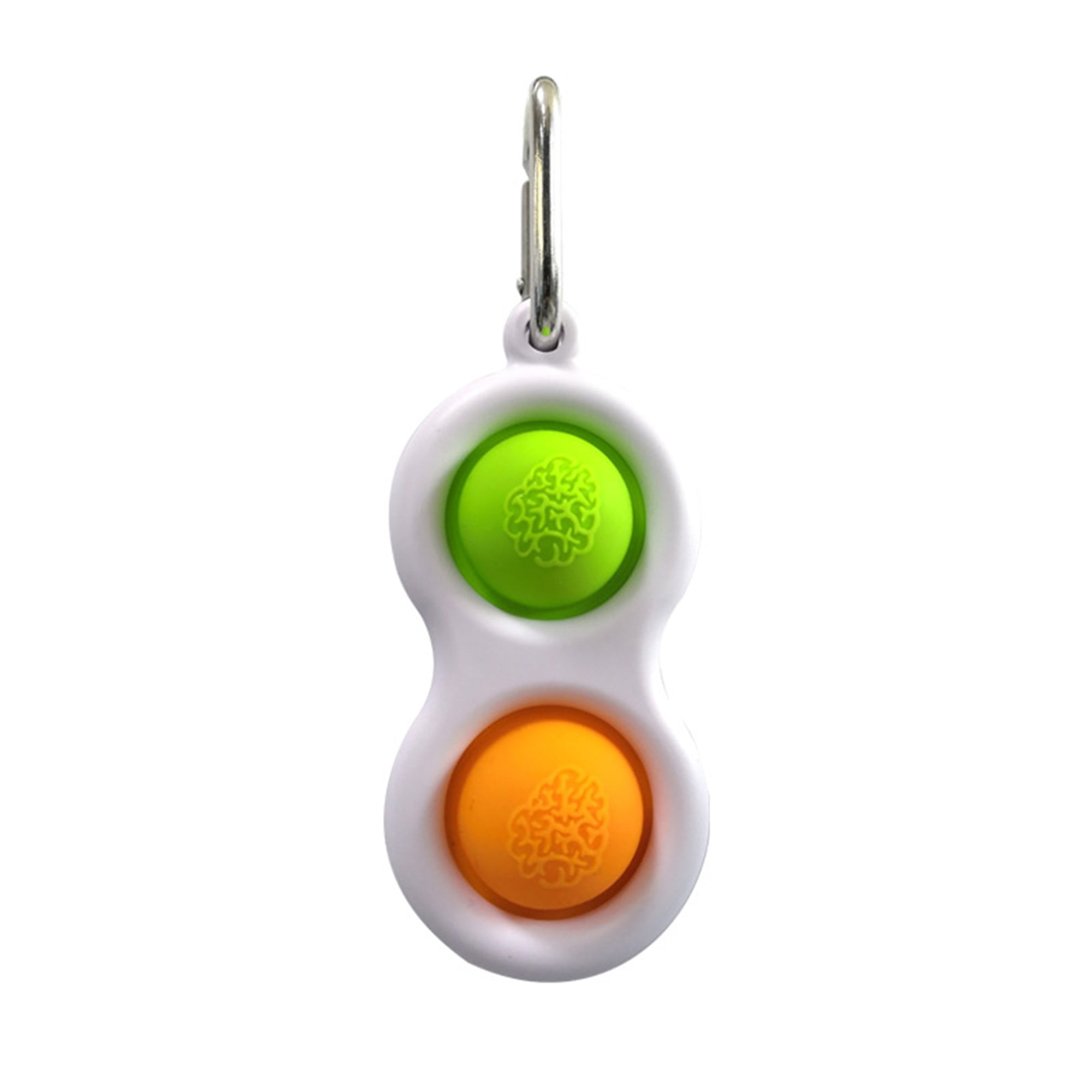 Orange/Green Silicone Sensory Fidget Bubble Popper Keychain Backpack Accessory 