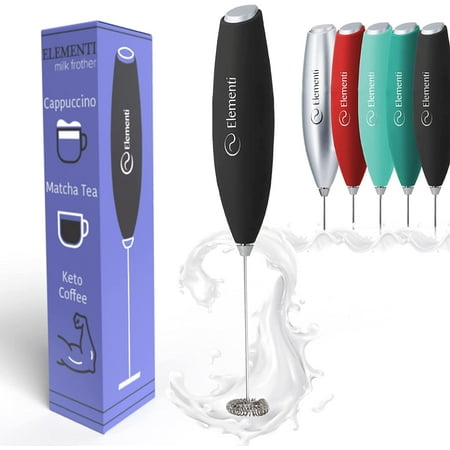 

Elementi Milk Frother for Coffee Drink Mixer Handheld Matcha Whisk and Electric Stirrer for Drinks (Black)