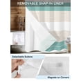 thumbnail image 3 of No Hook Cloth Fabric Shower Curtain with Snap in Liner, Turquoise Beige Stripe Waterproof Shower Curtains Set with See Through Top Window, Modern Art Horizontal Striped Bath Curtains Shower 36"x72", 3 of 6