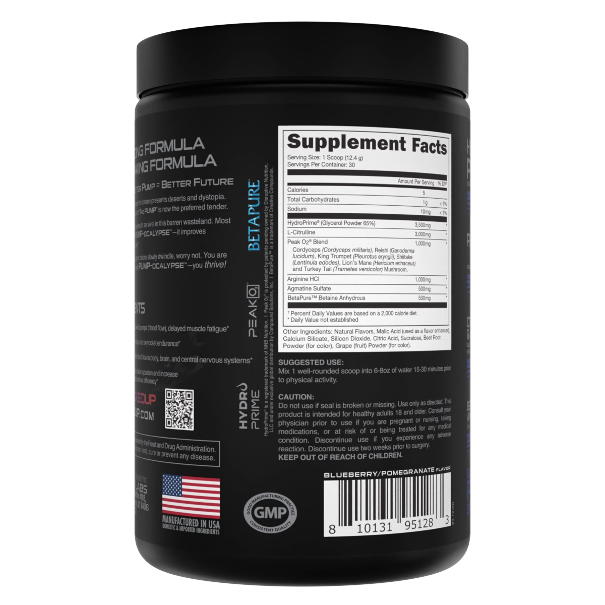 Bucked Up Pump-Ocalypse Nitric Oxide Supplement, Blueberry Pomegranate, 30 Servings
