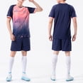 thumbnail image 2 of Sinleey Mens Soccer Jersey Training Uniform Teamwear Mesh Sport Shirts Tops with Drawstring Shorts Navy Blue 3XL, 2 of 7