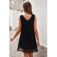 thumbnail image 1 of ABPHQTO Mini vestido sin mangas con volantes y cuello en V de lunares suizos negros para mujer, 1 of 5