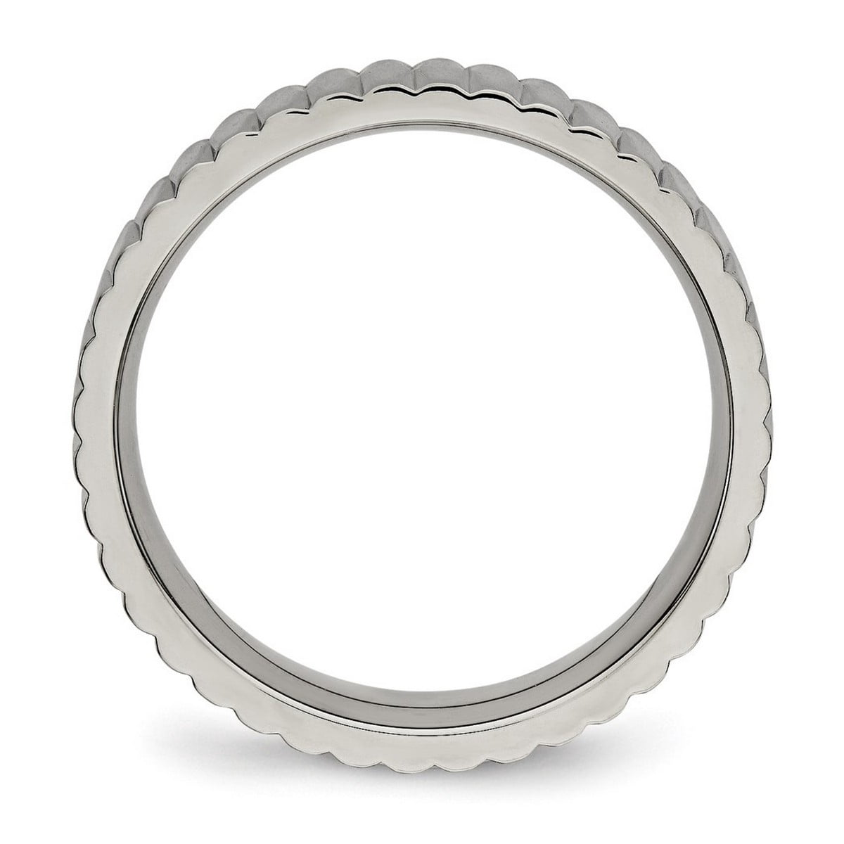 6mm Titanium Polished Textured Ring Size 7.5 Ring for Women