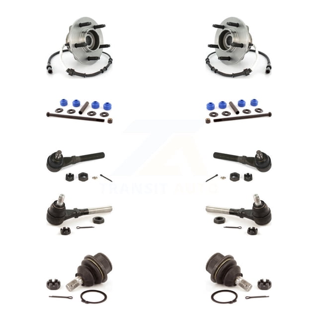 Transit Auto Front Hub Bearing Assembly Lower Ball Joint Outer Inner Tie Rod Sway Bar Stabilizer Link Kit (10Pc) for Car Ford F-150 4WD with 4-Wheel ABS - Left Right Side (Driver Passenger) K7T-108708