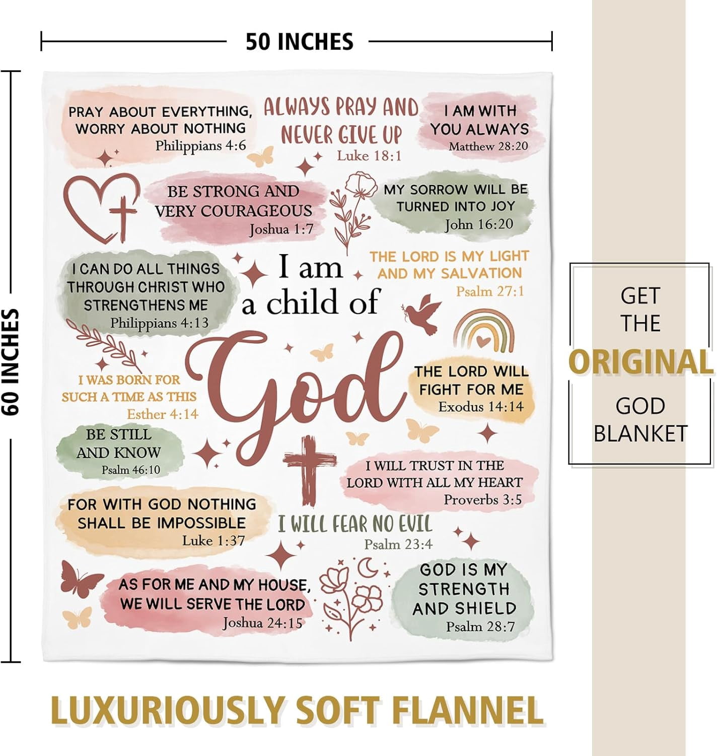 Christian Gifts for Women Birthday, I Am a Child of God Blanket, Baptism Gifts for Girl, Teen Girl Gifts Trendy Stuff, Inspirational Confirmation & First Communion Gifts for Girls