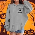 thumbnail image 2 of Krdevn Girls Halloween Spooky Season Hoodie Cute Ghost Graphic Pullover Sweatshirt Long Sleeve Casual Fall Top with Pocket Grey,8-9 Years, 2 of 4
